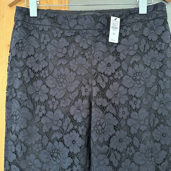 Talbots Size 8p Floral Lace Tailored Scalloped Hem Ankle Pant in Black - Picture 5 of 11